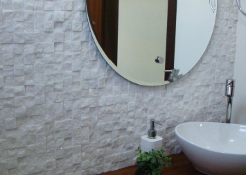 Lavabo revestido com Mármore Branco Mimoso